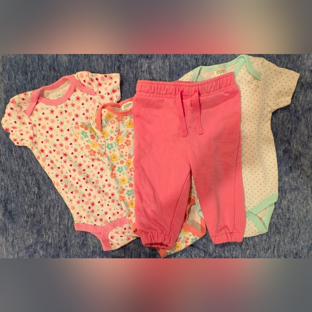 Baby Gear Pink and White Floral Matching Set